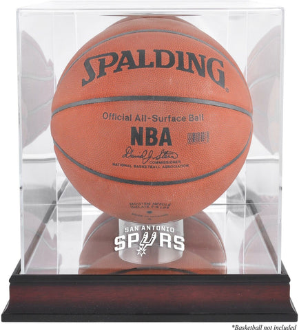 San Antonio Spurs Mahogany Team Logo Basketball Display Case with Mirrored Back