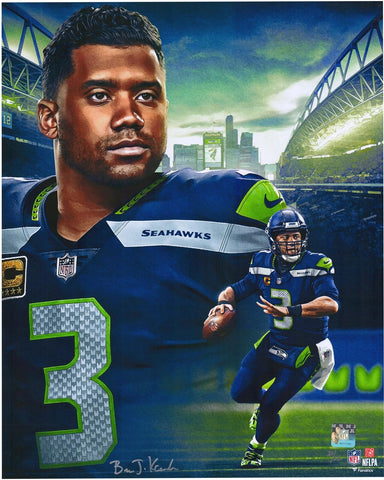 Russell Wilson Seahawks 16x20 Photo Print Signed/Artist Brian Konnick LE 25