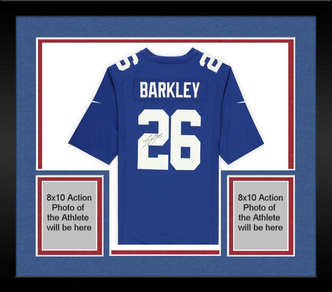Framed Saquon Barkley New York Giants Autographed Nike Blue Game Jersey