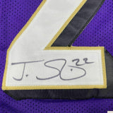 FRAMED Autographed/Signed JIMMY SMITH 33x42 Baltimore Purple Jersey JSA COA Auto