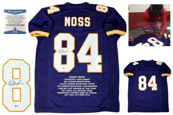Randy Moss Autographed SIGNED Jersey - Purple - Stat - Beckett Authentic