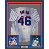 Framed Autographed/Signed Lee Smith 33x42 Chicago Pinstripe Jersey JSA COA