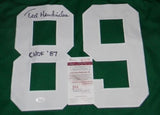 TED HENDRICKS AUTOGRAPHED SIGNED MIAMI HURRICANES #89 GREEN THROWBACK JERSEY JSA