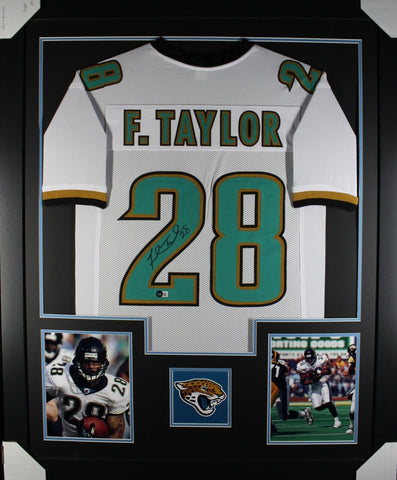 FRED TAYLOR (Jaguars white TOWER) Signed Autographed Framed Jersey Beckett