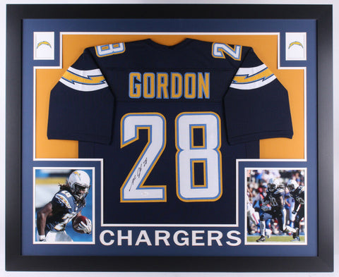 Melvin Gordon Signed Chargers 35x43 Framed Jersey (JSA COA) 2016 Pro Bowl R.B