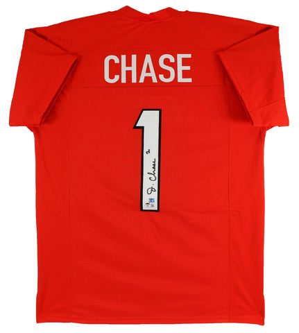 Ja'Marr Chase Authentic Signed Orange Pro Style Jersey Autographed BAS Witnessed