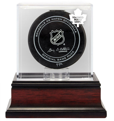 Toronto Maple Leafs (1970-2016) Mahogany Hockey Puck Logo Display Case