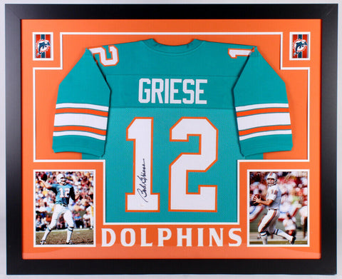 Bob Griese Signed Miami Dolphins 35"x43" Framed Jersey (JSA) 2xSuper Bowl Champ