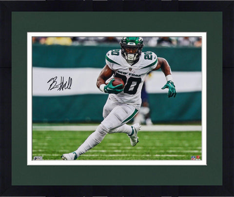 Framed Breece Hall New York Jets Autographed 16"x 20" White Vertical Photograph