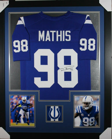 ROBERT MATHIS (Colts blue TOWER) Signed Autographed Framed Jersey JSA