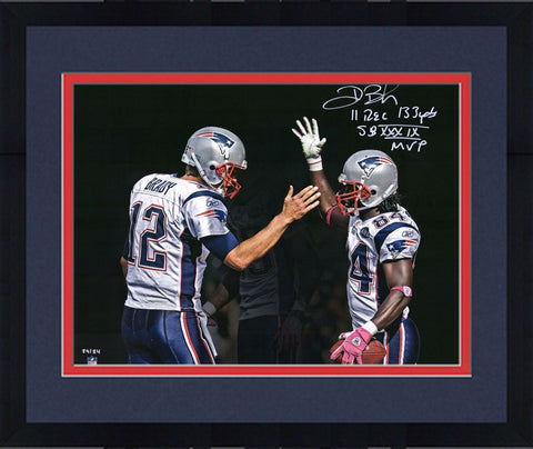 Framed Deion Branch Patriots Signed 16" x 20" Spotlight Photo & Inscs - 84/84