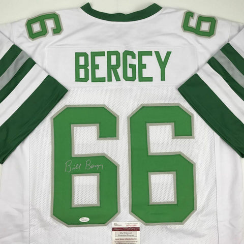 Autographed/Signed BILL BERGEY Philadelphia White Football Jersey JSA COA Auto
