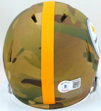Troy Polamalu Autographed Steelers Camo Speed Mini Helmet - Beckett W Hologram