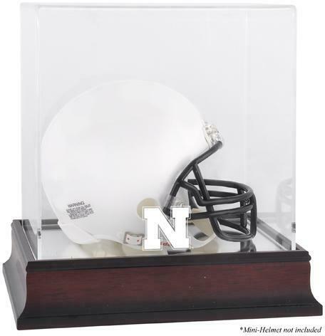 Nebraska Cornhuskers Mahogany Logo Mini Helmet Display Case with Mirror Back