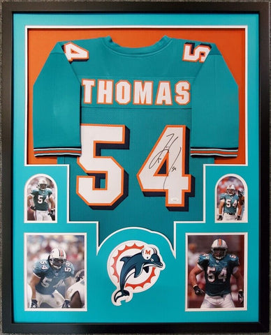 Zach Thomas Signed Dolphins 35x43 Framed Jersey (JSA COA) 7x Pro Bowl Linebacker