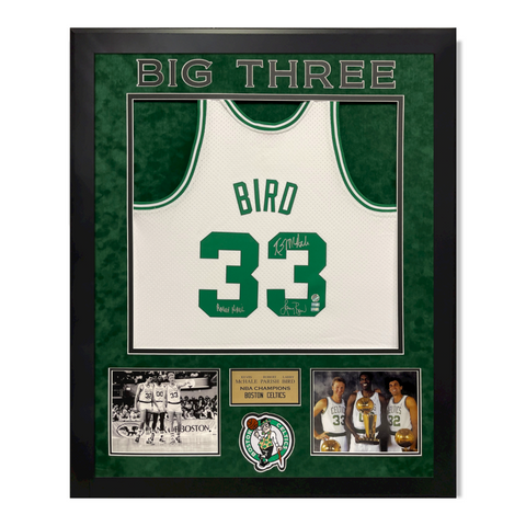 Larry Bird, Kevin Mchale & Robert Parish Signed Auto Jersey Framed to 32x40 NEP