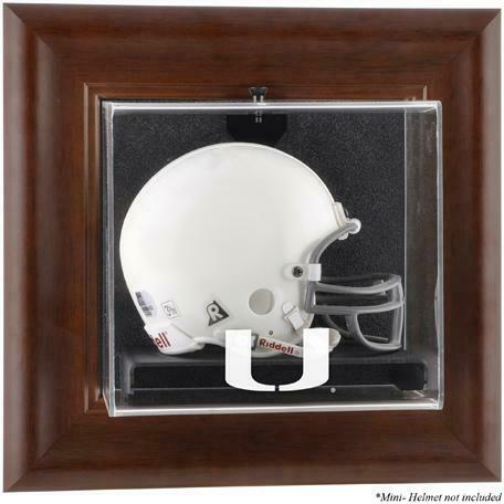 Miami Hurricanes Brown Framed Wall-Mountable Mini Helmet Display Case - Fanatics