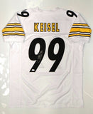 Brett Keisel Autographed White Pro Style Jersey- JSA Witnessed Auth *L9