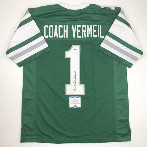 Autographed/Signed Dick Vermeil Philadelphia Green Football Jersey JSA COA