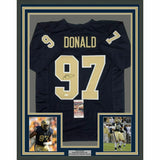 FRAMED Autographed/Signed AARON DONALD 33x42 Pittsburgh Blue Jersey JSA COA Auto