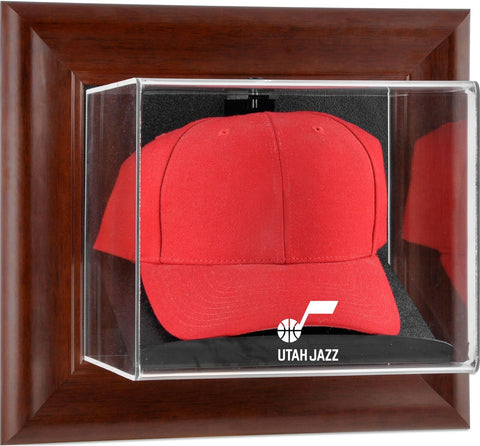 Utah Jazz Brown Framed Wall-Mounted Cap Display Case