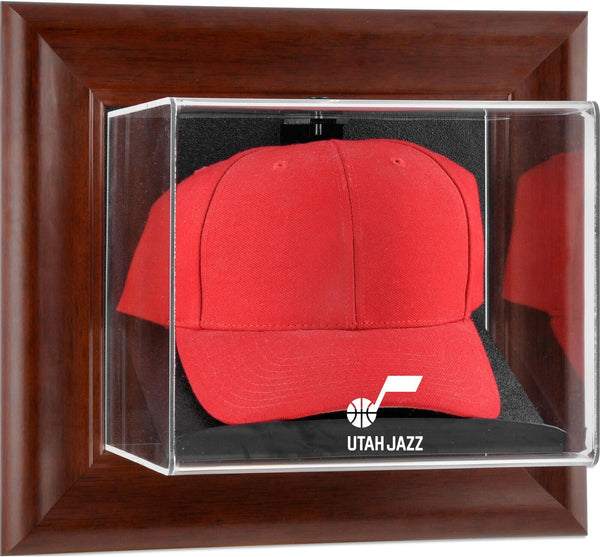 Utah Jazz Brown Framed Wall-Mounted Cap Display Case
