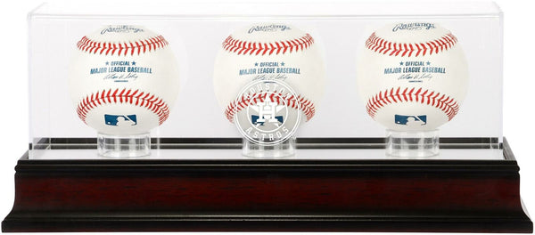 Houston Astros 2019 Mahogany Logo 3-Baseball Display Case
