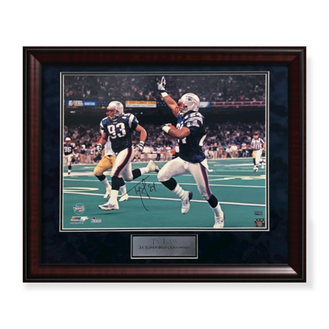 Ty Law Signed Autographed 16x20 Photograph Framed to 20x24 NEP