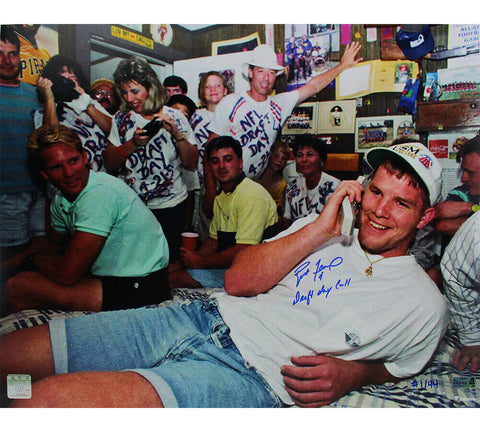 Brett Favre Signed Green Bay Packers 16x20 Photo - Phone - with Insc LE 1/44