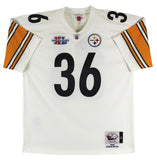 Steelers Jerome Bettis 2x Insc Signed White Mitchell & Ness Jersey BAS Witnessed