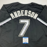 Autographed/Signed Tim Anderson Chicago Black Baseball Jersey Beckett BAS COA