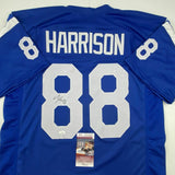Autographed/Signed MARVIN HARRISON Indianapolis Blue Football Jersey JSA COA