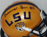 Derrius Guice Autographed LSU Tigers Gold Schutt Mini Helmet- JSA W Auth *Black