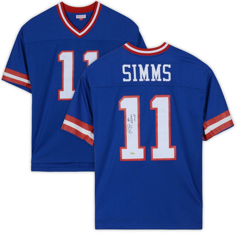 Phil Simms NY Giants Signed M&N Blue Replica Jersey & "SB XXI MVP" Insc