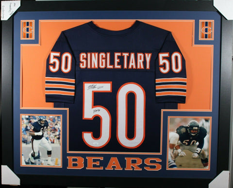 MIKE SINGLETARY (Bears navy SKYLINE) Signed Autographed Framed Jersey JSA
