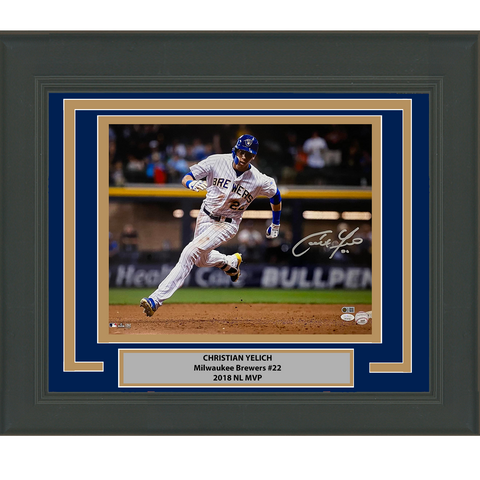 Framed Autographed/Signed Christian Yelich Milwaukee Brewers 16x20 Photo JSA COA