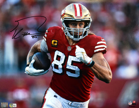 George Kittle Autographed 49ers 16x20 Close UP Photo-Beckett W Hologram *Black