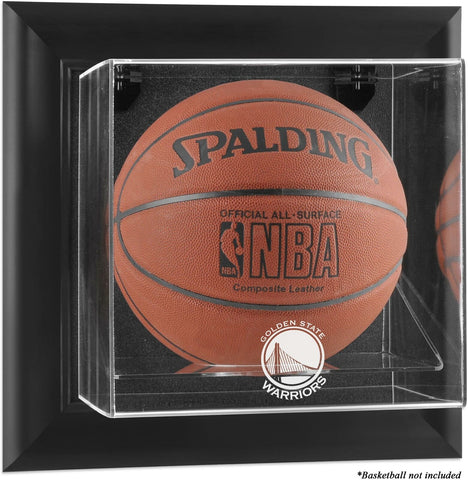 Golden St Warriors Black Framed Wall-Mounted Team Logo Basketball Display Case