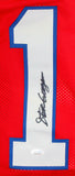 Steve Grogan Autographed Red Pro Style Jersey -JSA W *Black