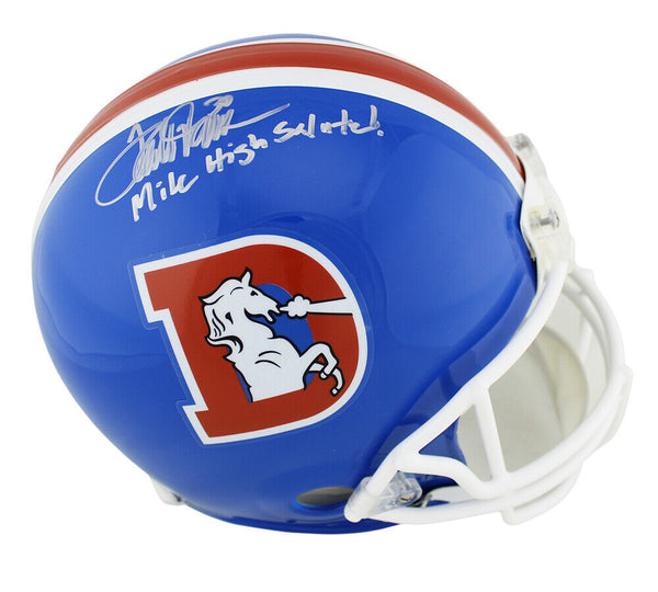 Terrell Davis Signed Denver Broncos Throwback Authentic Helmet-Mile High Salute!