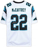 Framed Christian McCaffrey Carolina Panthers Signed White Nike Limited Jersey