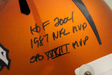 John Elway Autographed/Signed Denver Broncos Blaze Helmet 3 Insc BAS 22883