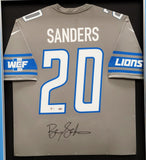 LIONS BARRY SANDERS AUTOGRAPHED FRAMED GRAY NIKE JERSEY BECKETT WITNESS 209459