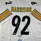 Autographed/Signed JAMES HARRISON Pittsburgh White Football Jersey Beckett COA