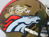 Champ Bailey Signed Denver Broncos Camo Speed Mini Helmet- Beckett W Auth *White