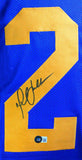 Marshall Faulk Autographed Blue/Yellow Pro Style Jersey- Beckett W Hologram