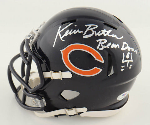 Kevin Butler Signed Chicago Bears Speed Mini Helmet Inscribed "Bear Down" (PSA)