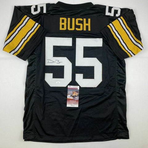 Autographed/Signed DEVIN BUSH Pittsburgh Retro Black Football Jersey JSA COA