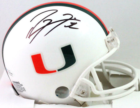 Ray Lewis Autographed Miami Hurricanes Mini Helmet- Beckett W *Black