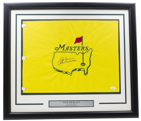 Jack Nicklaus Signed Framed Masters Golf Flag w/ Years JSA LOA XX26502
